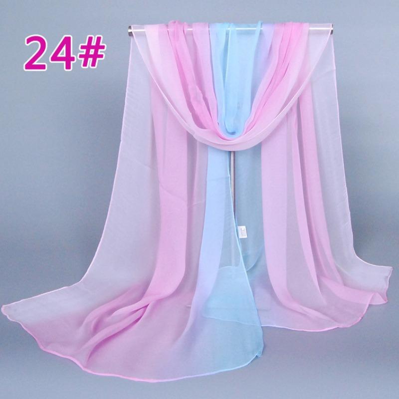 Supply Imitation Silk Georgette Silk Scarf, Popular Bright and Gradual Change of Color Accessories Scarf