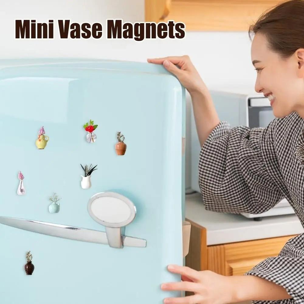 Unique Vase Refrigerator Magnet Decorative Flower Arrangement Vase 3D Vase Magnet Office Decor