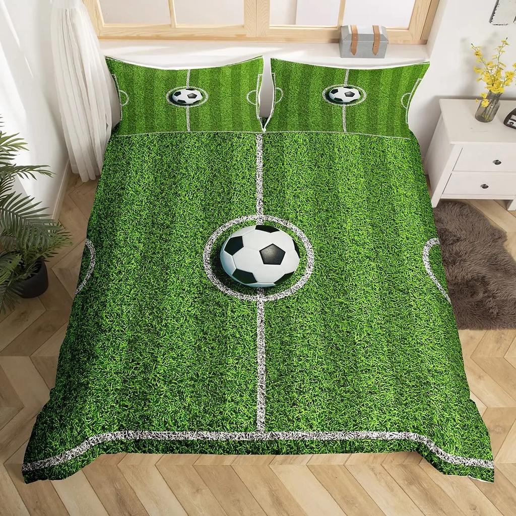 American Football Duvet Cover Set Full Size Sports Games Bedding Set Soccer Rugby Field Comforter Cover for Boys Quilt Cover Set