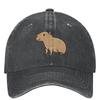 Унисекс Бейсболка с Капибарой Ретро Потертая Стиранная Snapback Кепка Регулируемая