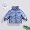 Модная детская куртка на белом утином пуху, зимнее глянцевое пальто для мальчиков и девочек