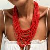 Exaggerated Multi-layered Beaded Necklaces, Bohemian Rice Bead Necklaces for Women