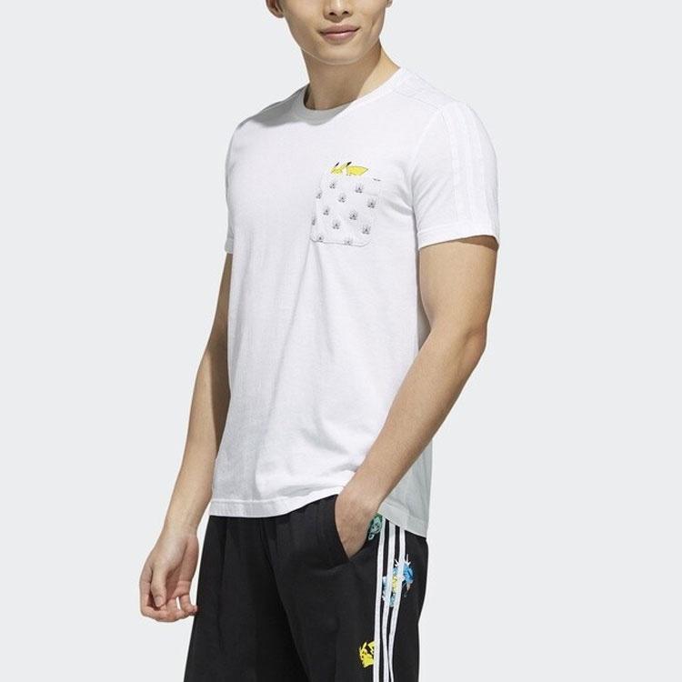 adidas neo x POKMON Crossover Series Pikachu Printing Pocket Short Sleeve White Men's FM0326