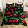 Red Cherry Printed Bedding Set Cartoon Tropical Fruit Duvet Set Three-Piece Set