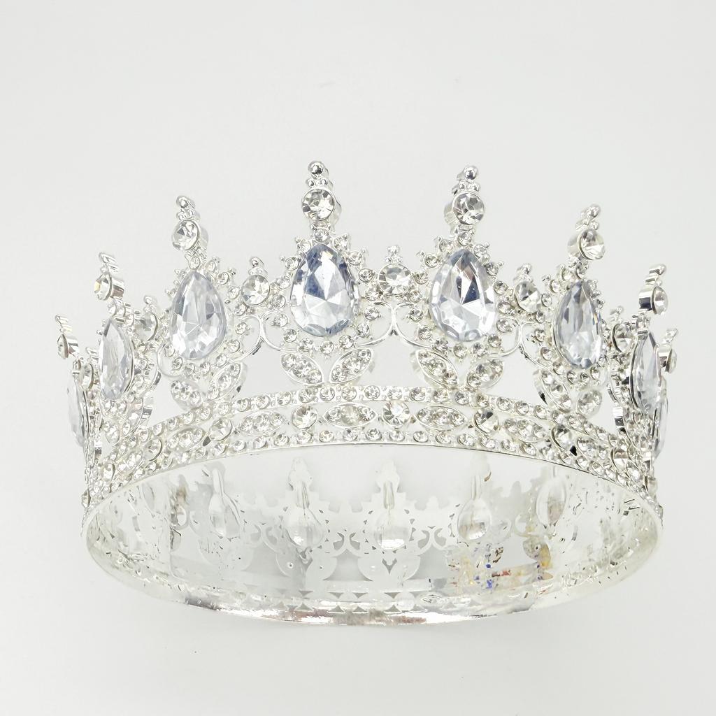 Full Circle Crown Tiara Colorful Baroque Retro Full Diamond Jewelry Wedding Accessories Crown Bridal Crown