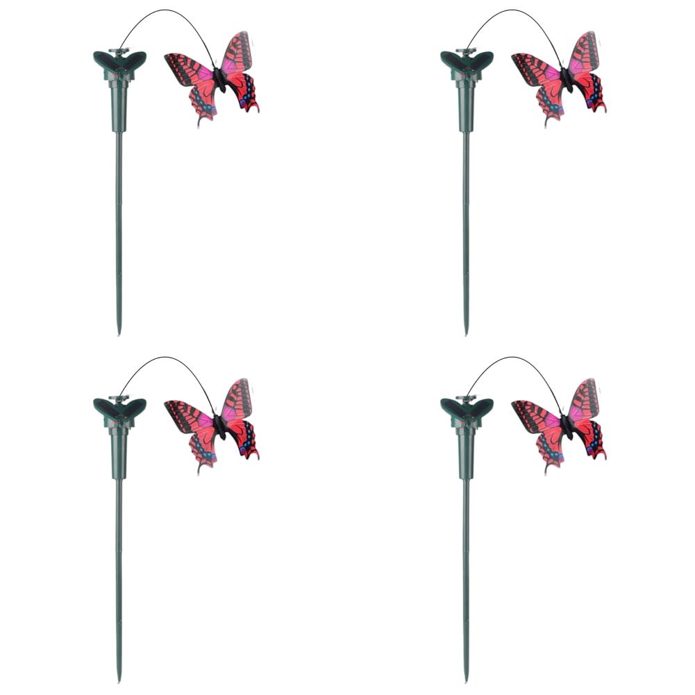 5-1PC Solar Powered Flying Wobble Solar Garden Dancing Ornament Cute Animal Butterfly Bird Garden Stake Outside Ornament Decor