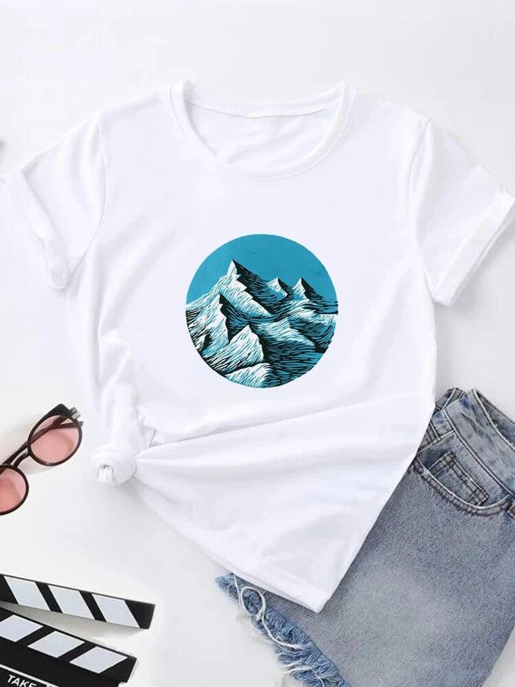 Футболка с летним принтом, женские футболки с рисунком Harajuku, корейская повседневная модная футболка с короткими рукавами Harajuku, белая футболка с круглым вырезом