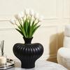 Ceramics Ribbed Flower Vase Minimalist Modern Flower Holder Container Home Office Table Centerpiece Decorative Floral Plants Vase