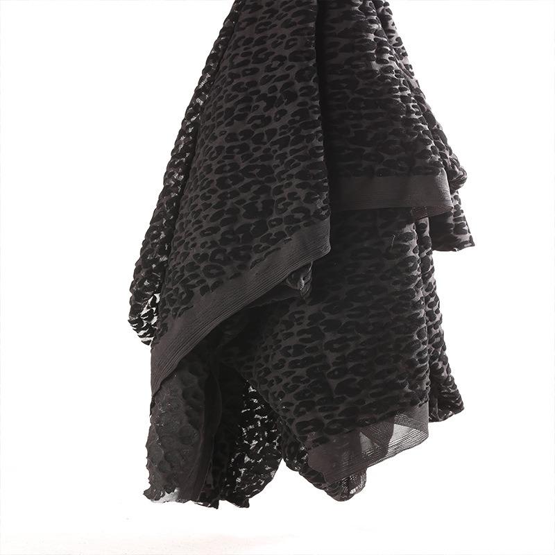 1/2/3yards Black Color Spandex Leparod Flocking Mesh Fabric Stretchy African Net Fabrics Nigeria George Fabric for DIY Sewing