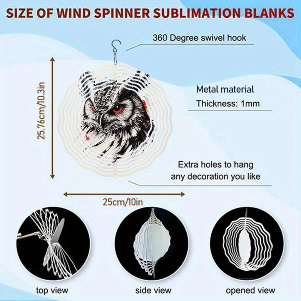 3D Сова Колокольчик ветра с вращающимся крючком Эскизный дизайн для украшения сада, двора на открытом воздухе, на День благодарения, Рождество