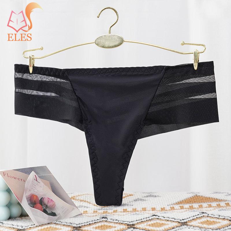 Women's Elephant Nose Thongs Panties Low Waist Mesh Hollow G-string Breathable Seamless Underwear