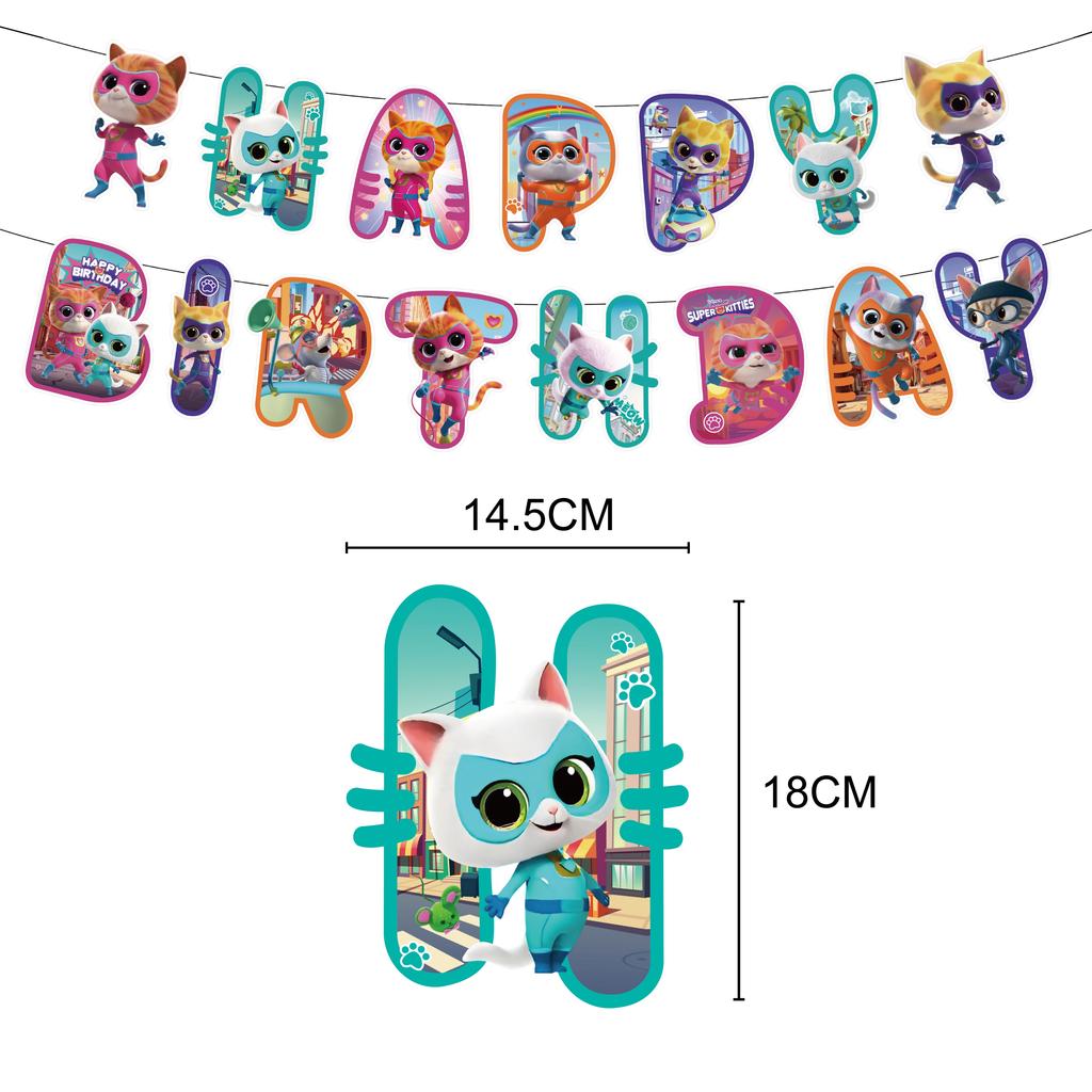 Superkitties Birthday Balloons Party Decorations Napkins Cake Topper Party Supplies Baby Shower Child Birthday Party Favors