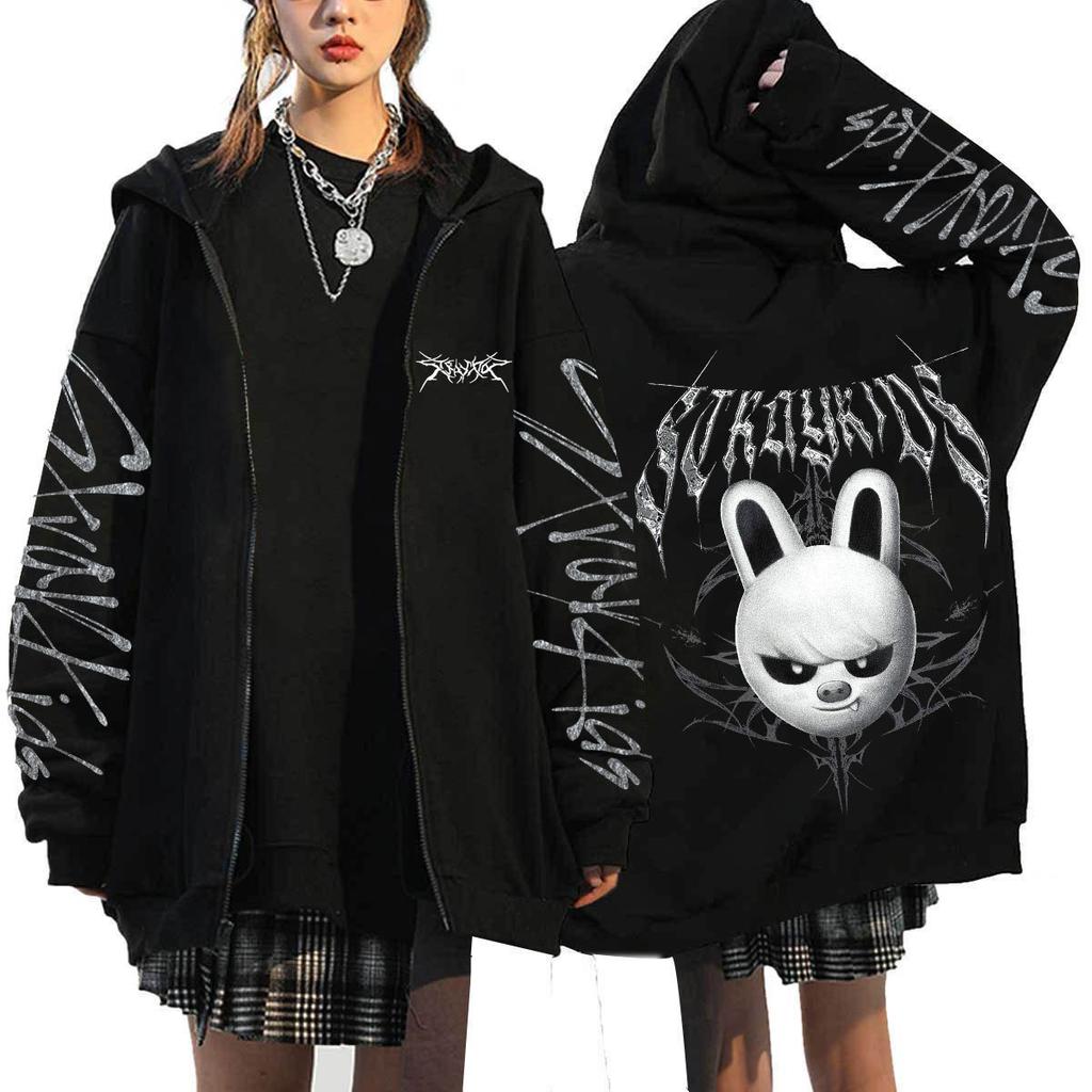 Худи из хлопка с принтом Stray Kids Dominate Harajuku для мужчин и женщин, худи на молнии свободного кроя