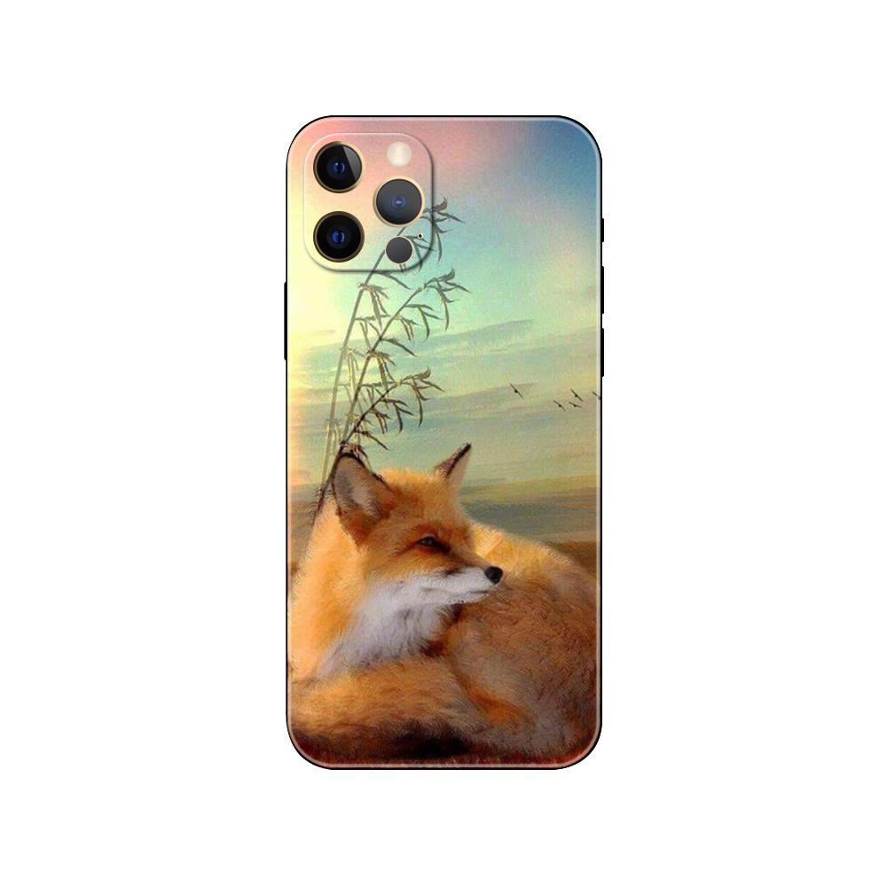 Чехол для телефона с милым мультяшным животным лисой для iPhone 5 5S 2020se 6 6s 7 8 plus x 10 XR XS 11 12 13 mini pro MAX, черная задняя крышка из ТПУ