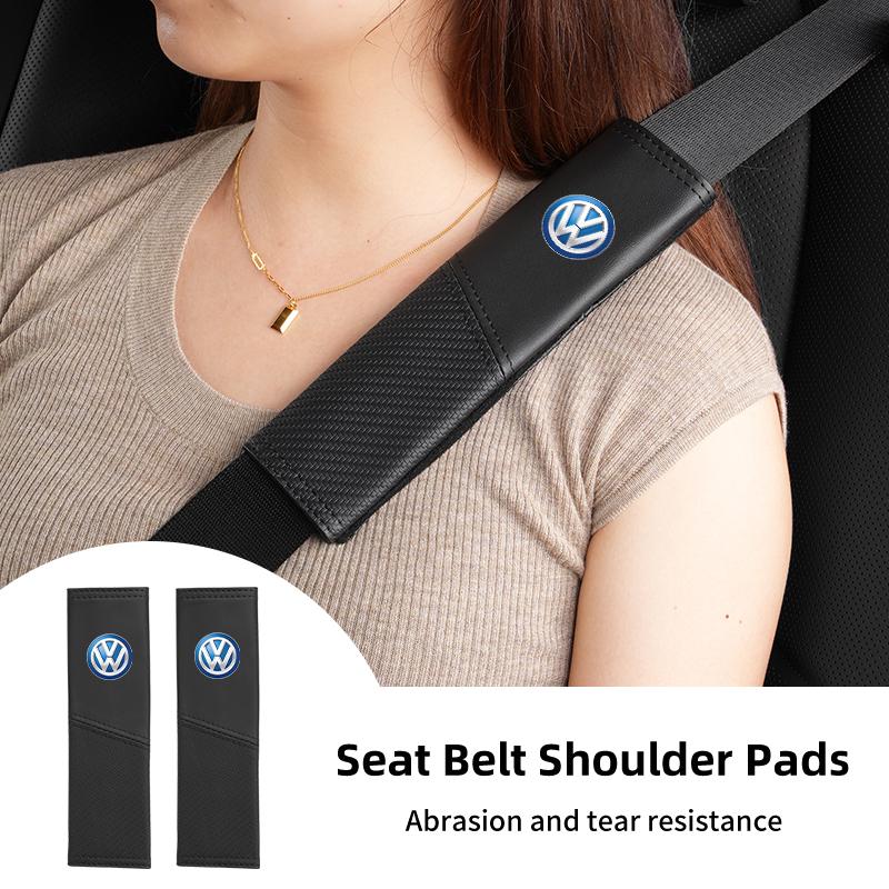 CUP1 Car Seat Belt Cover Safety Belt Two-colour Splicing Shoulder Protection Pads For VW Tiguan CC Jetta Polo Passat T-ROC Touareg