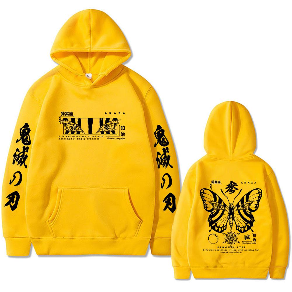 Аниме Клинок, рассекающий демонов Аказа Принт Глаза бабочки Толстовка Мужская Женская Одежда Мода Оверсайз Мужской Винтажный Худи Спортивный костюм