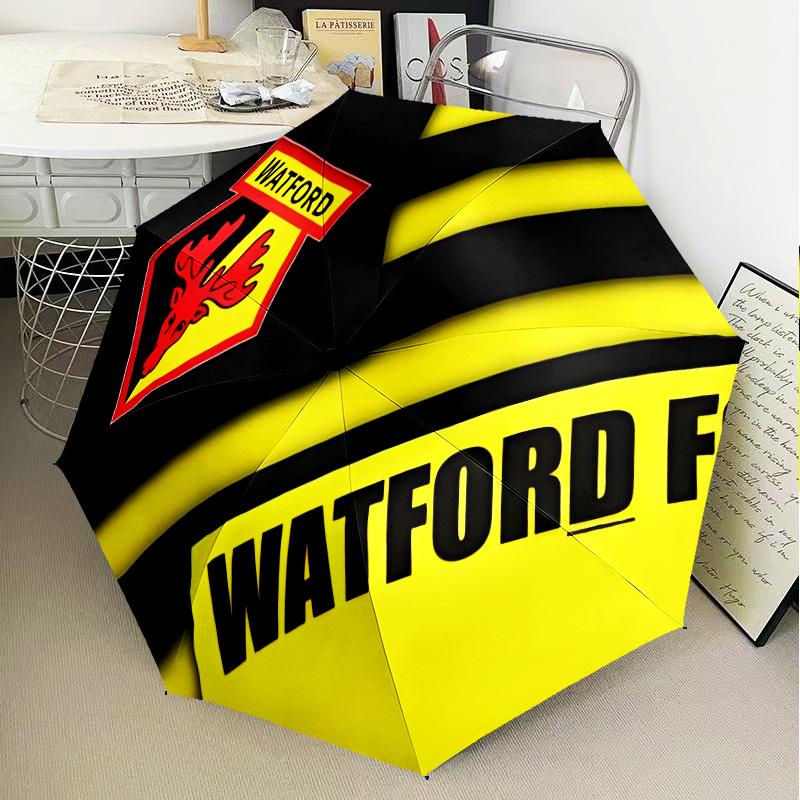 Wat-ford Football Crest Automatic Folding Umbrella - 8-Rib Travel Umbrella with Auto Open/Close & Portable Gifts for holidays or birthdays