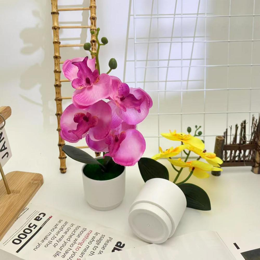 Butterfly Orchid Faux Potted Plant With Silk Cloth Material For Home Decor And Outdoor Photography