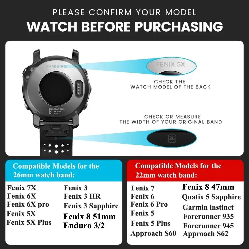 Stainless Steel Strap for Garmin Fenix 8 7 Pro 7X 6 6X 5X 8X Plus Metal Band for Garmin Epix Pro Tactix 7 Pro Enduro 3 2 QuickFit Watchband