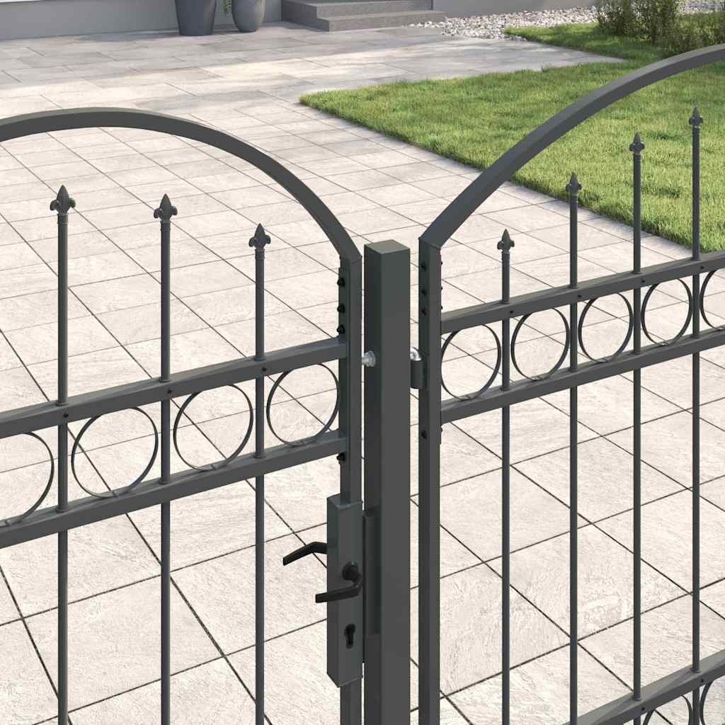 Garden Gate with Arched Top Assen Gray 4 x 1.25 m Steel