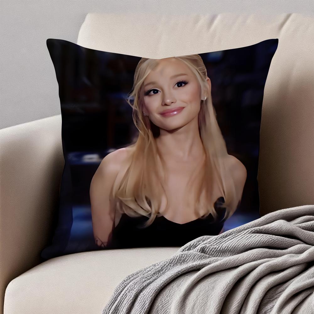 actress AAriana Grande Cushion Cover Pillowcase Antidustmite Invisible Zipper Short Plush Sofa Cushion