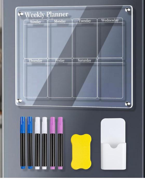 Магнитный прозрачный календарь на холодильник с функцией сухого стирания и еженедельный план питания