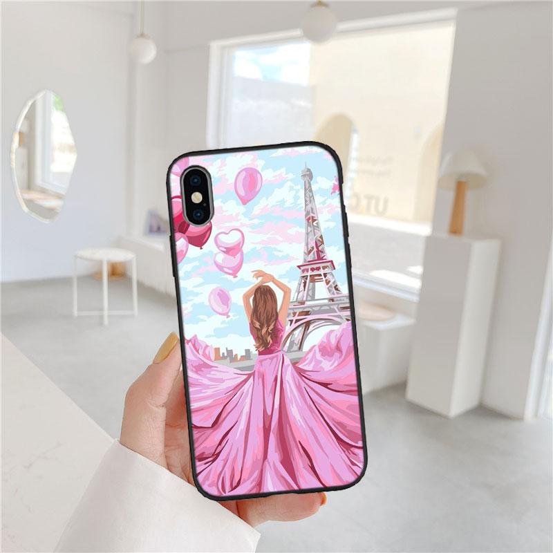 BF87 Париж Эйфелева башня Мягкий чехол для телефона iPhone 16 15 14 13 12 Pro Max Plus Mini