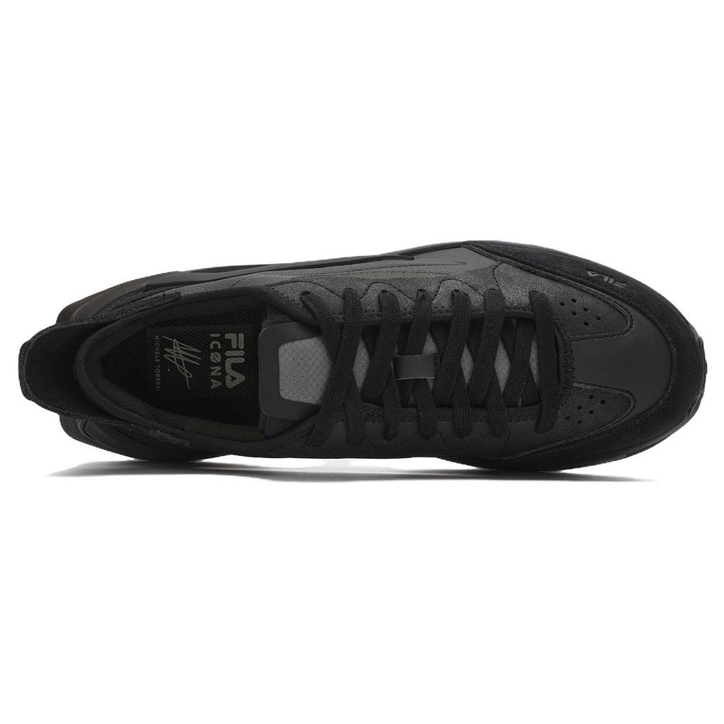 FILA KM Leather Cushioning Abrasion Resistant Breathable Low top Running Shoes Men's Black F12M413105FBK