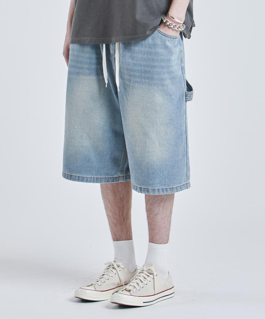 VTWO Elastic Carpenter Bermuda Denim Pants (Blue)