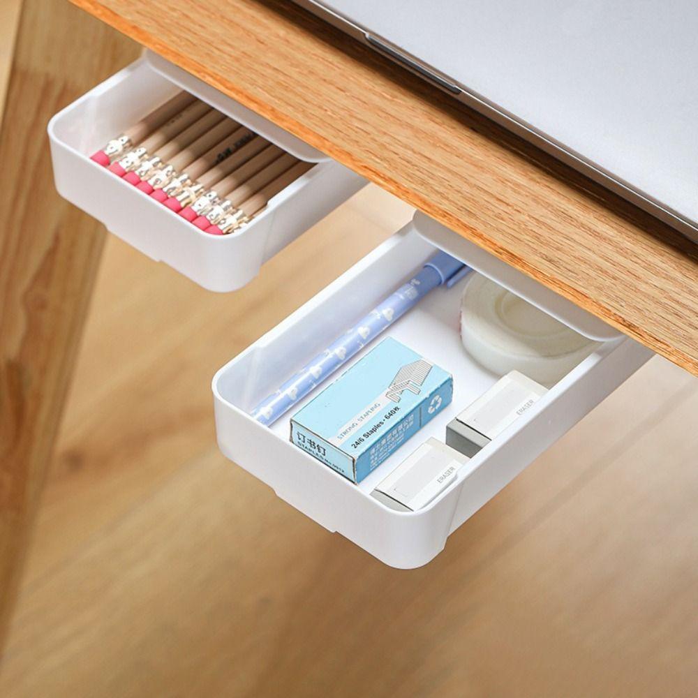 Large Capacity Undertable Drawer Self-Adhesive Hidden Drawer Cosmetics Stationery Organizer