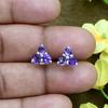 Natural Tanzanite Gemstone Stud Earrings, Round Prong Setting Gifted Earrings