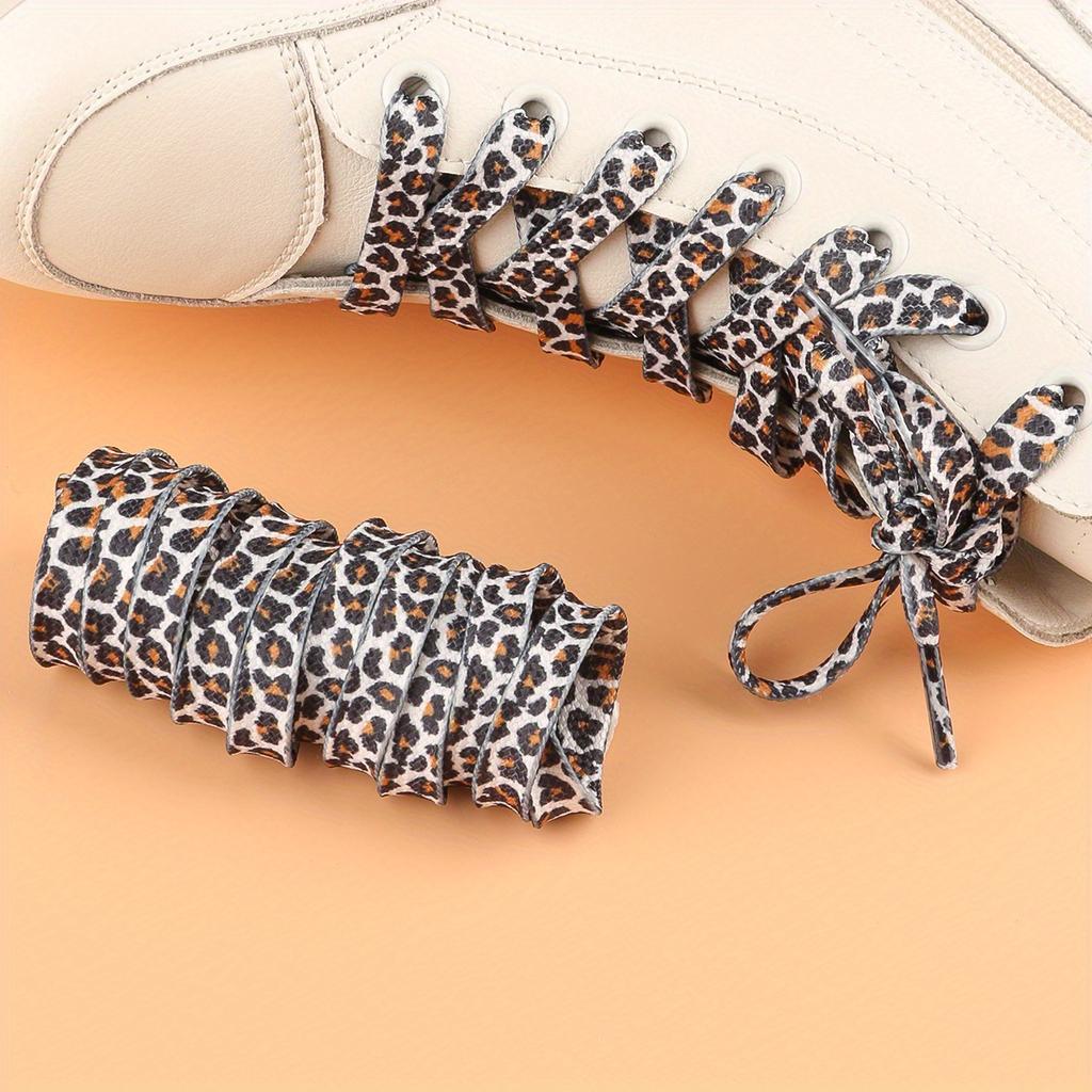 1 пара спортивных шнурков для мужчин и женщин, шнурки для парусиновой обуви, спортивные шнурки для маленьких белых кроссовок, черные шнурки, плоские, с леопардовым принтом