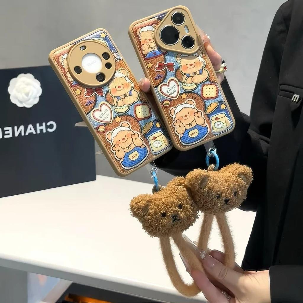 Мультяшный Медведь с Масляным Тостом Применимо для Apple 17Promax Чехол для Мобильного Телефона IP16 Барабан Воздушная Подушка 15 Интернет-звезды 14 Мягкий
