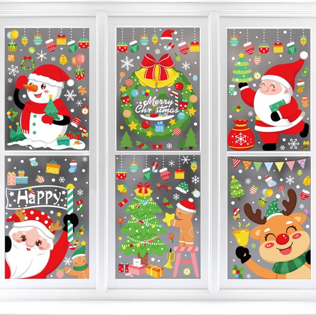 Christmas Decorations Snowman Elk Window Stickers Merry Christmas Static Stickers Christmas Shopping Mall Glass Window Decoration