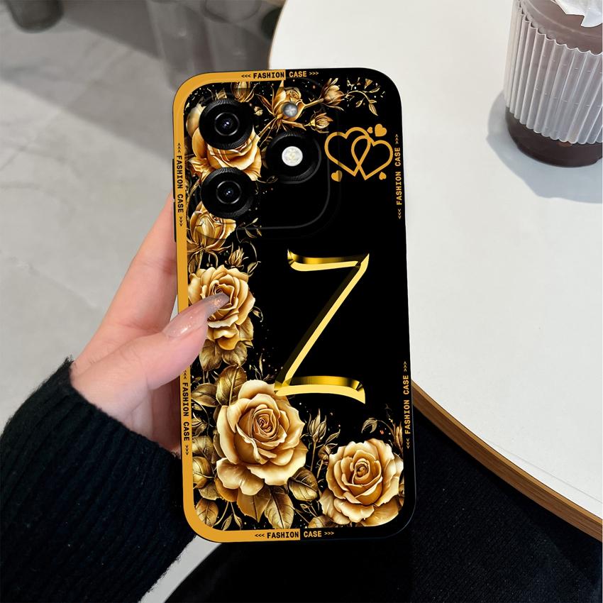 Чехол для телефона с начальными буквами A-Z для Tecno Spark 20 30 40 Pro Plus 20C 30C 40C Go 2024 2025 Бампер Матовый силиконовый Нескользящий Чехол для корпуса Tecno