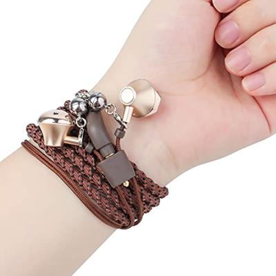 Проводные наушники URIZONS с регулируемым магнитным двойным креплением можно носить на запястье в качестве плетеного кабеля с микрофоном 3,5 мм, громкостью, противоскользящим покрытием и дизайном,