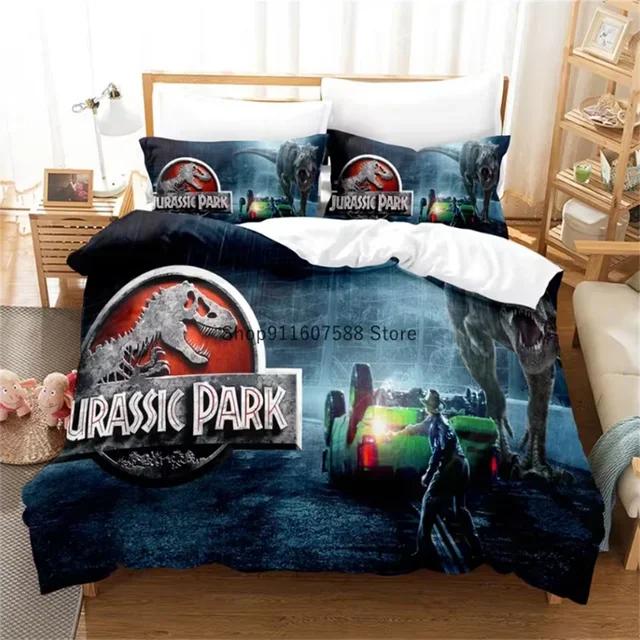 Red Jurassic Park Bedding Collection Cartoon Home Textiles For Kids Bed Collection Comforter Cover Bedroom Collection Queen Dinosaur Duvet Cover