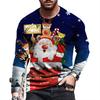 Мужские футболки с круглым вырезом и 3D-принтом на рождественскую тематику, повседневные, с длинным рукавом - Мягкая полиэстеровая ткань средней эластичности, одежда для весны и осени, свободного кроя