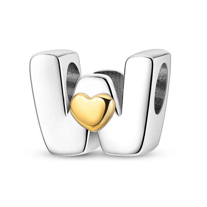 Посеребренные DIY Алфавитные подвески бусины LOVE Сердце Буква Подарочные Подвески Подходит Оригинальный Браслет Браслет Ювелирные Изделия Маркировка