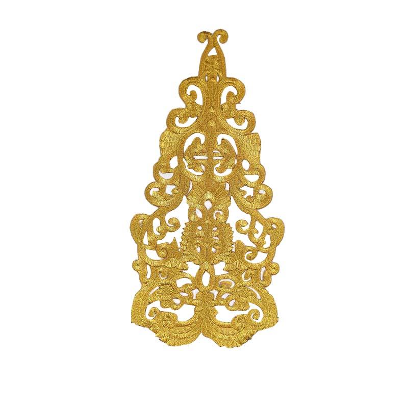 Fashion Show Party Dress Costume Iron-on Applique Sticker Diy Gold Silver Thread Yarn Embroidery Cos Garment Embellish Big Patch