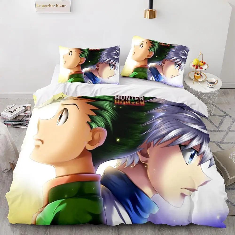 Модный 3D принт Аниме Hunter × Hunter Постельное белье Односпальный Полутораспальный Двуспальный Кинг-сайз Комплект постельного белья Взрослый Детский Спальня Комплект пододеяльника