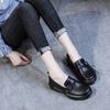 Женские туфли на плоской подошве, британский стиль, весенне-осенние лоферы с круглым носком и неглубоким слипером, женские туфли из воловьей кожи большого размера