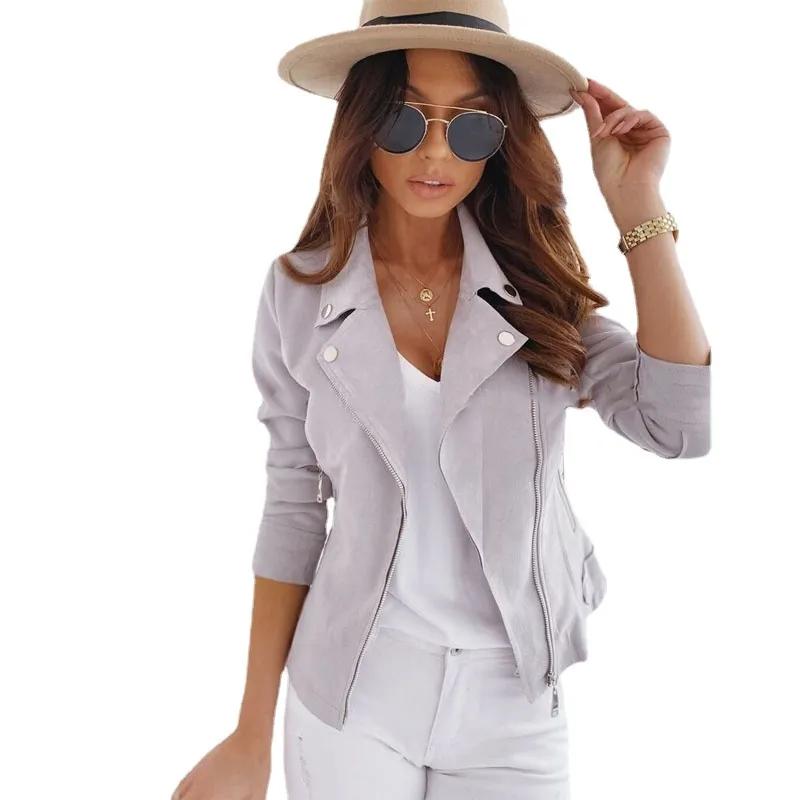Женская модная кожаная куртка на шнуровке Slim Fit весна осень мотоциклетная куртка куртка на молнии