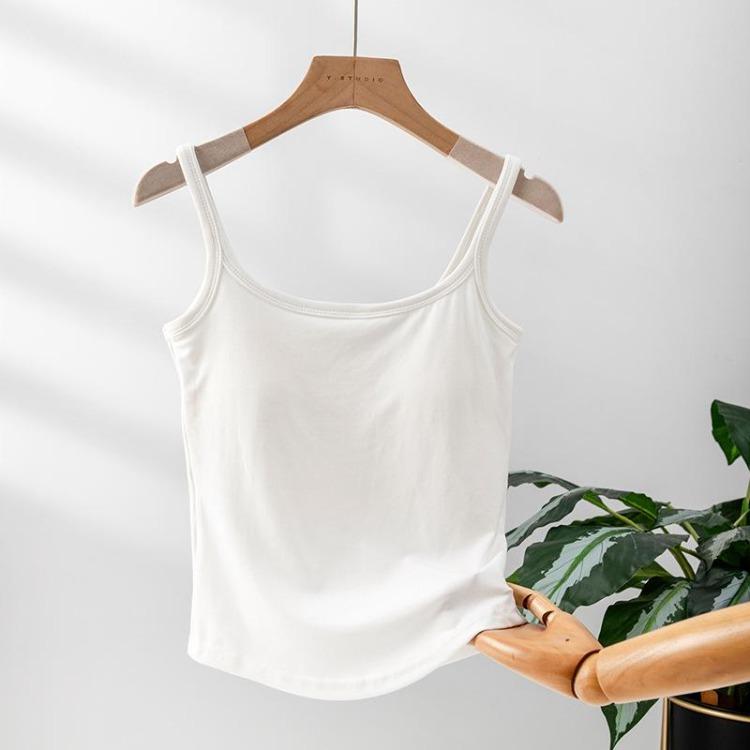 Women Suspender Vest Slimming Inner Top High Elasticity Chest Pads American Style Outer Wear