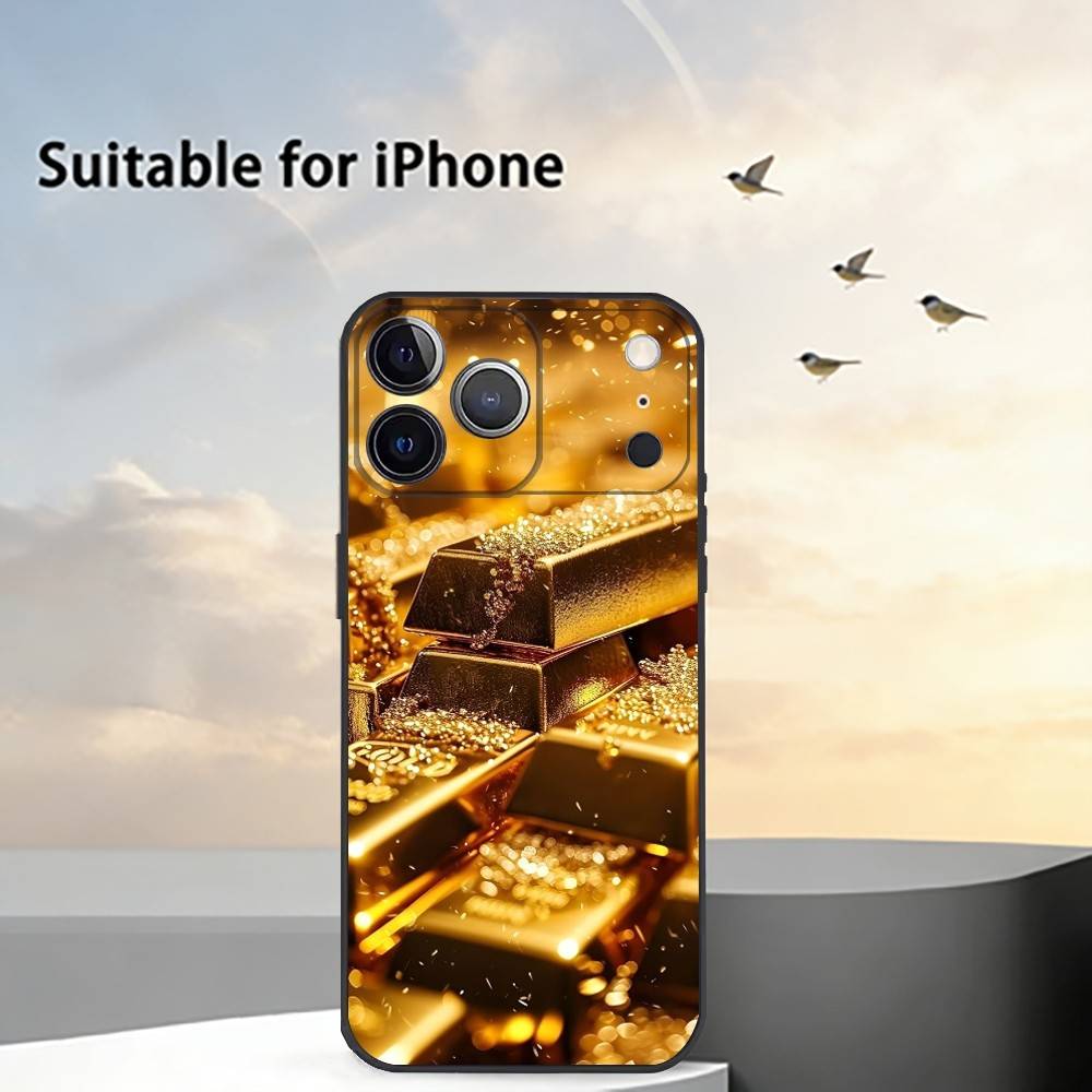 Денежное Золотое A-Art Чехол для Телефона Силиконовый Мягкий Для IPhone 17 16 15 14 13 12 11 X XR Plus Pro Max Plus