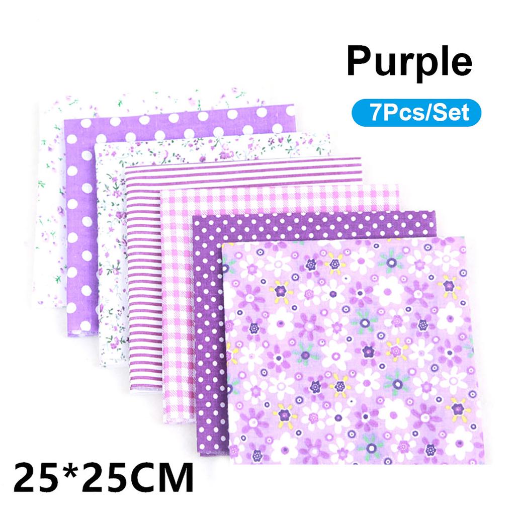 7Pcs/Set DIY Assorted Pattern Floral Printed Patchwork Cotton Fabric Cloth Sewing Quilting Cloth 250x250mm