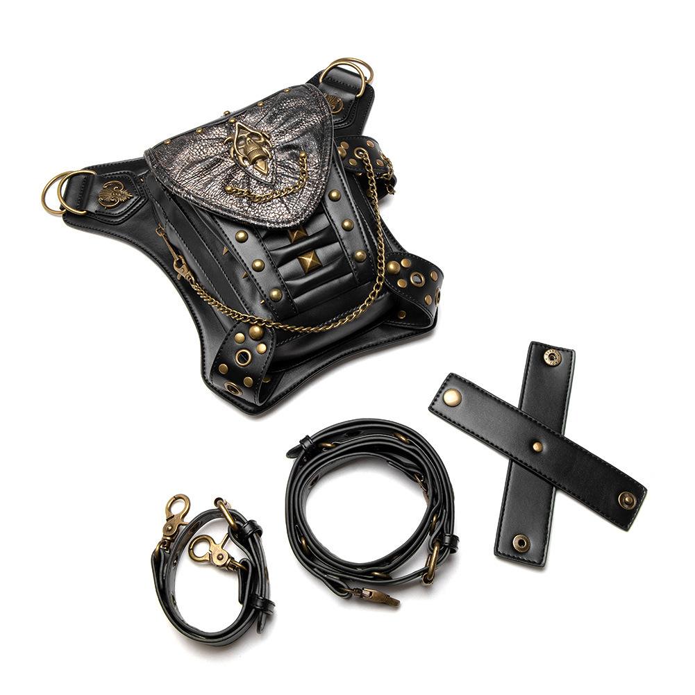 Punk Women's Bag, Skull Chain Motorcycle Bag, Women's Single-shoulder Crossbody Bag, Outdoor Mobile Phone Waist Bag, Men's Bag