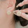 Simple White Color Flower Stud Earrings For Women Brincos Feminino Fashion Rhinestone Jewelry