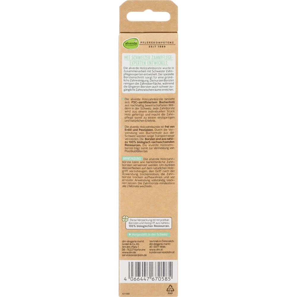 Germany DM Alverde Alverde Nature Cosmetic Wooden Toothbrush Medium 1pc
