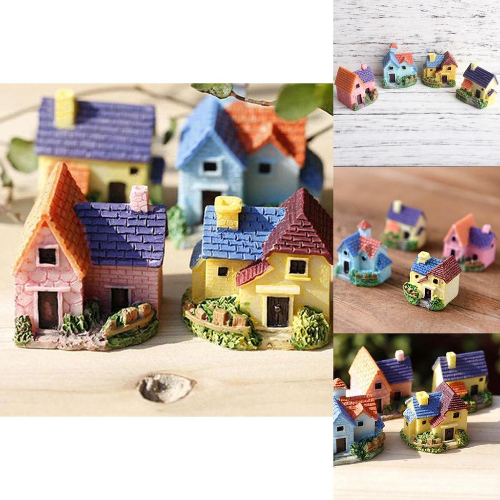 Charming Resin Mini House Villa For Enchanting Micro Landscape Decoration Craft